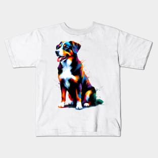 Expressive Appenzeller Sennenhund in Vivid Splash Art Style Kids T-Shirt